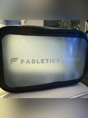 Fabletics Gray and Black Khloé Logo Pouch